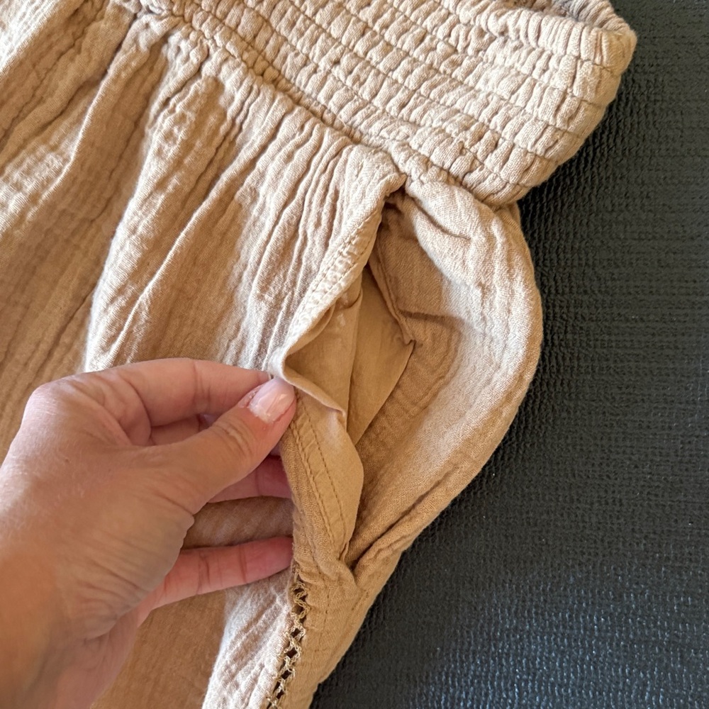 AERIE Casual Tan Wide-Leg Pants - Picture 3 of 3